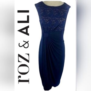 ROZ & ALI Navy Blue Cocktail, Evening, Prom, Holiday Party Dress, Size 18